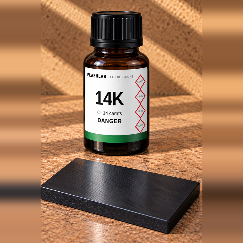 Kit FlashLab test or 14 carats : réactif 14K et pierre de touche