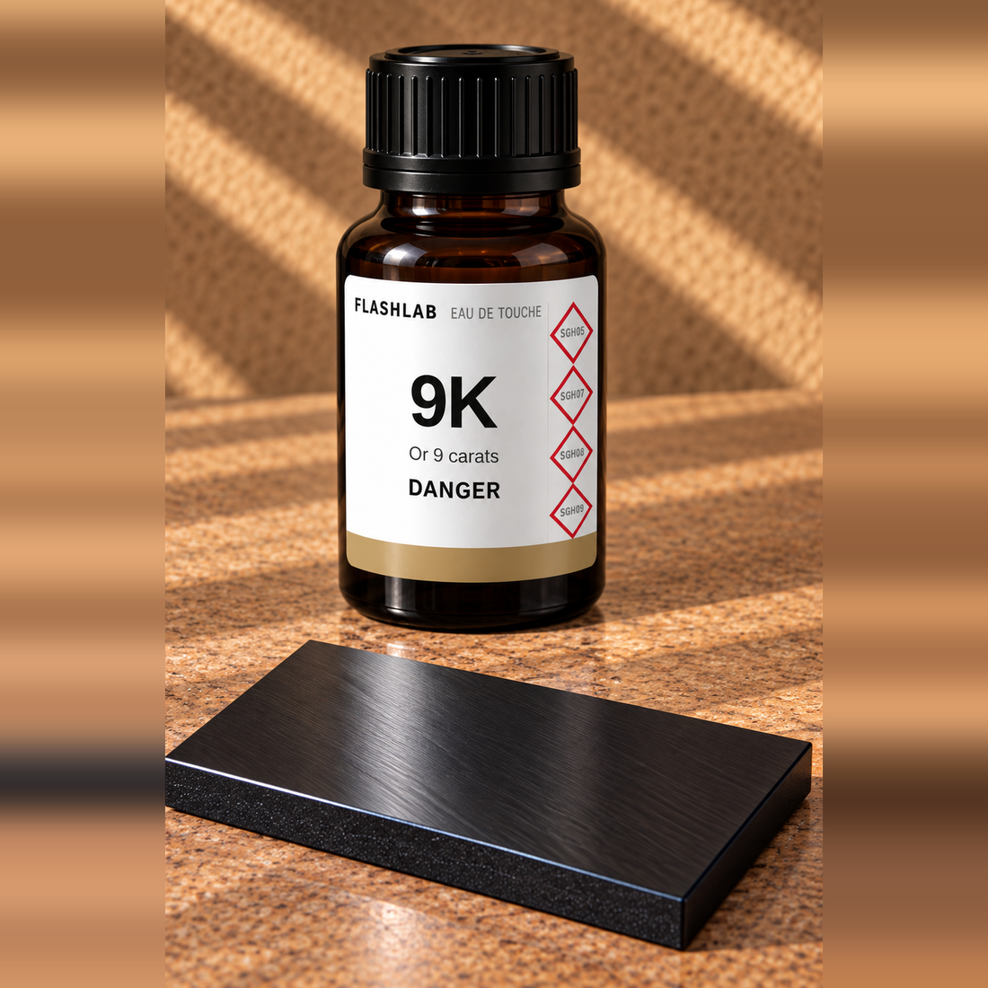 Kit FlashLab test or 9 carats : réactif 9K et pierre de touche