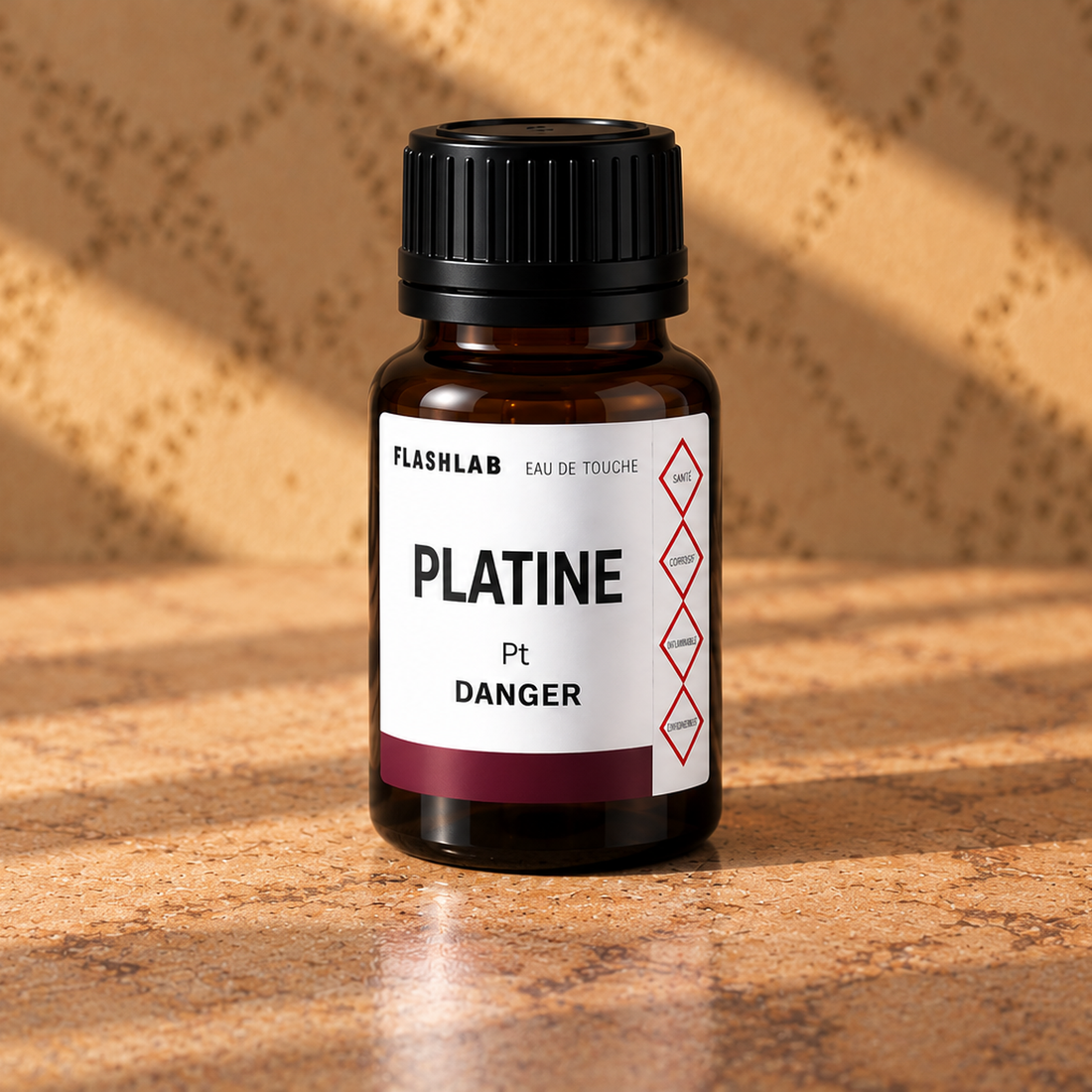 Réactif FlashLab platine, flacon compte-gouttes à bande bordeaux
