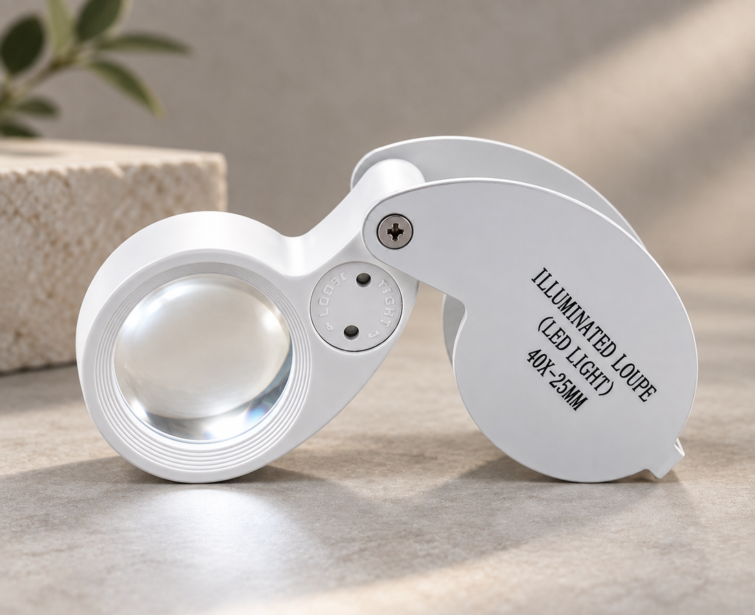 Loupe de bijoutier éclairée 40x avec étui