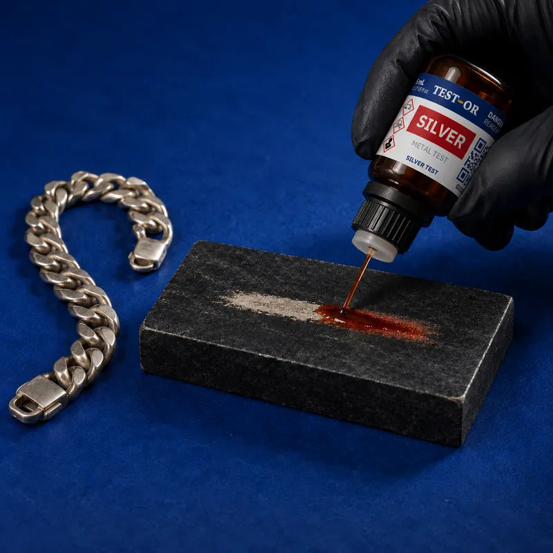 Le réactif argent colore en rouge la trace d'un bracelet en argent